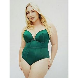 City Chic Plus Size Grenada Emerald 1 Piece Underwire Bathing Suit Size 22 NWT